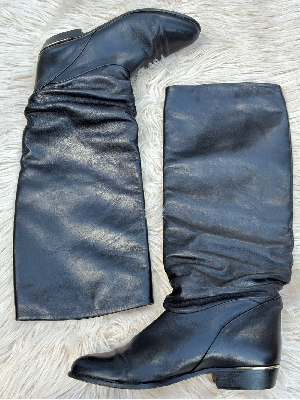 Sudini Vintage Women’s Black Leather Liw Heel Boots Sz 9.5